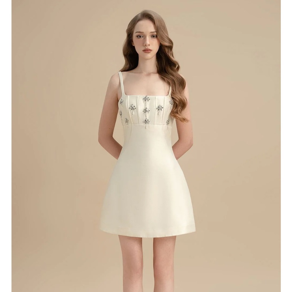 Mean blvd lamoris bridal Calliope A-line Square Neck Taffeta Mini Dress
